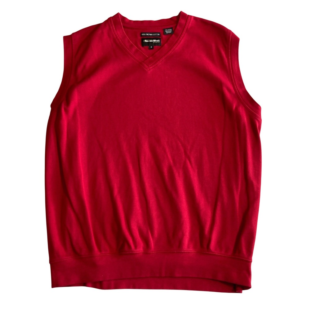 Bolle Golf Mens Medium Red‎ V-Neck Pima Cotton Sweater Vest Sleeveless Summer